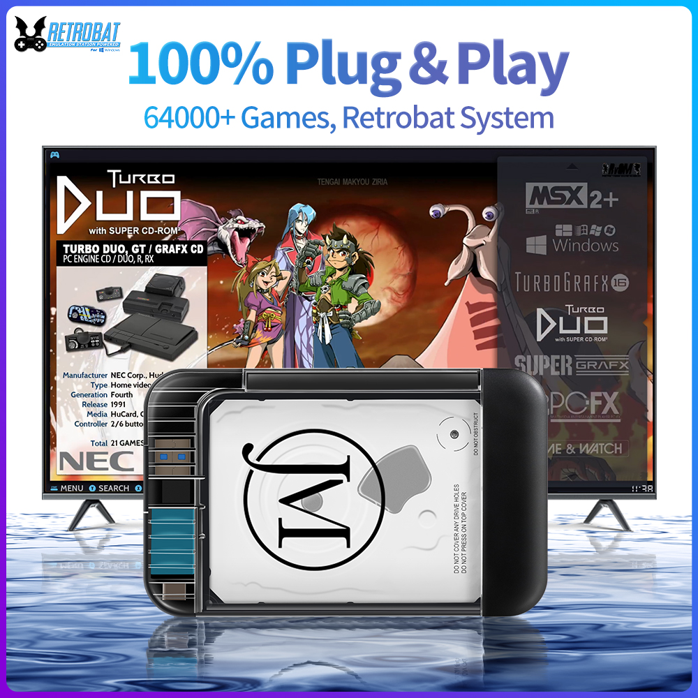Gaming Console Chinese - RETROBAT Portable 500G Gaming HDD Consoles