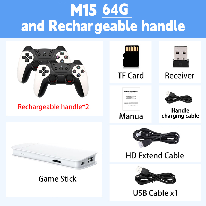 Gaming Console Stick - M15 Game Stick Mini TV Rechargeable
