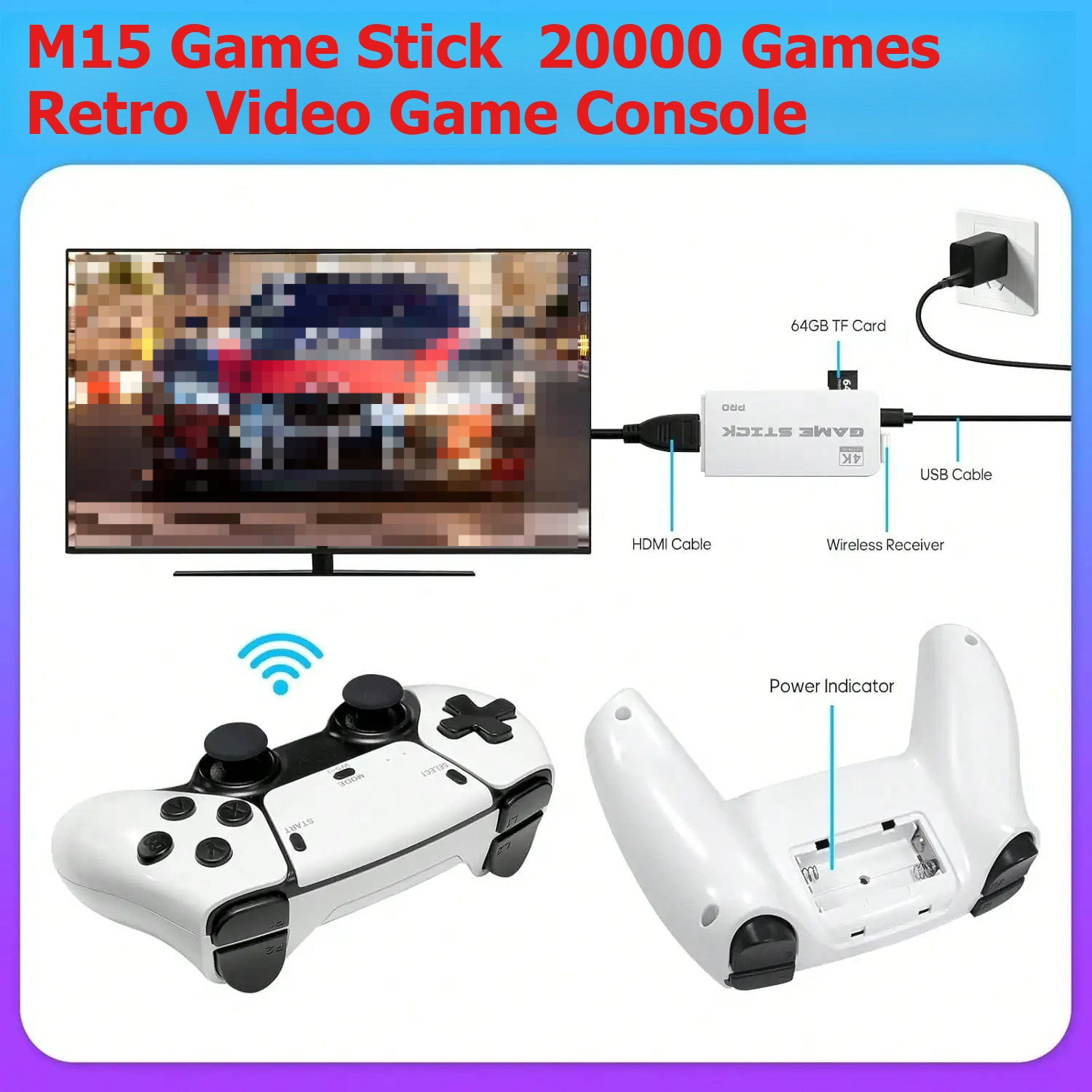Gaming Console Chinese - M15 Retro Video Game Console 2.4G
