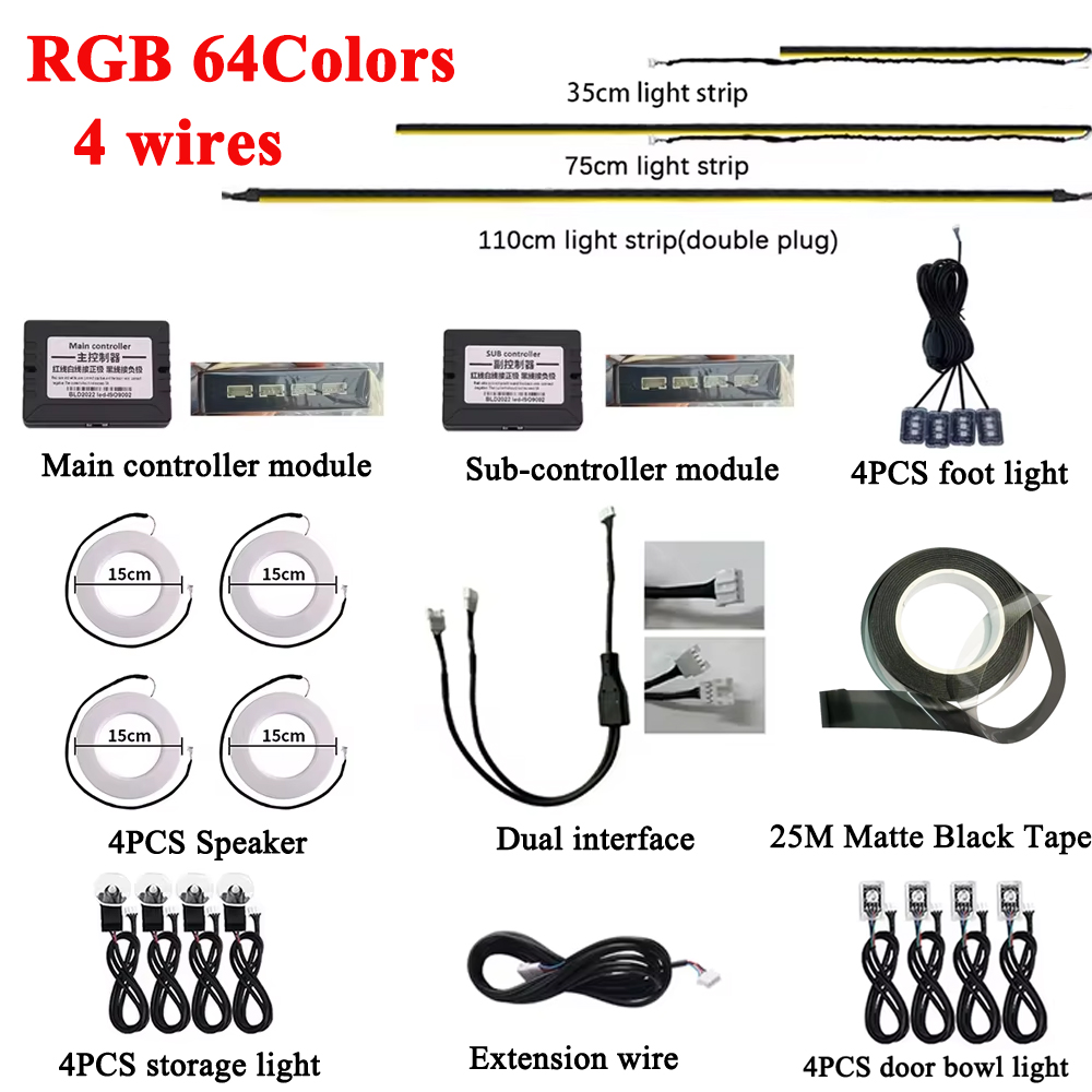 RGB 64 Colors LED Car Ambient  – обзор и цена Led Gaming Light Strip