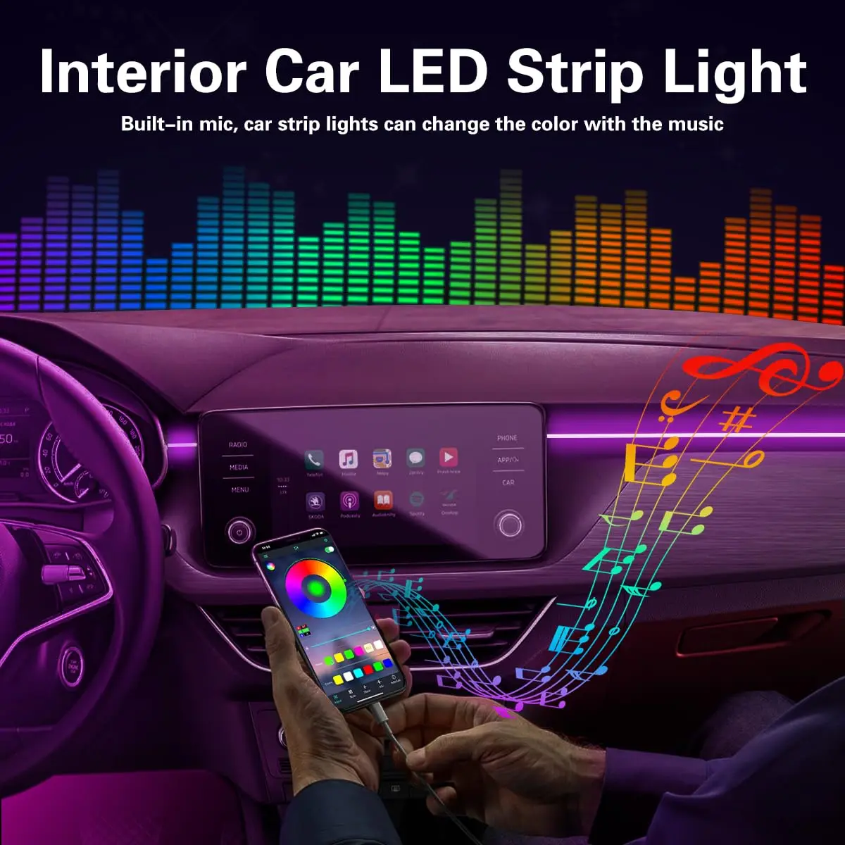 RGB LED Car Ambient Light Kit  – обзор и цена Led Gaming Light Strip