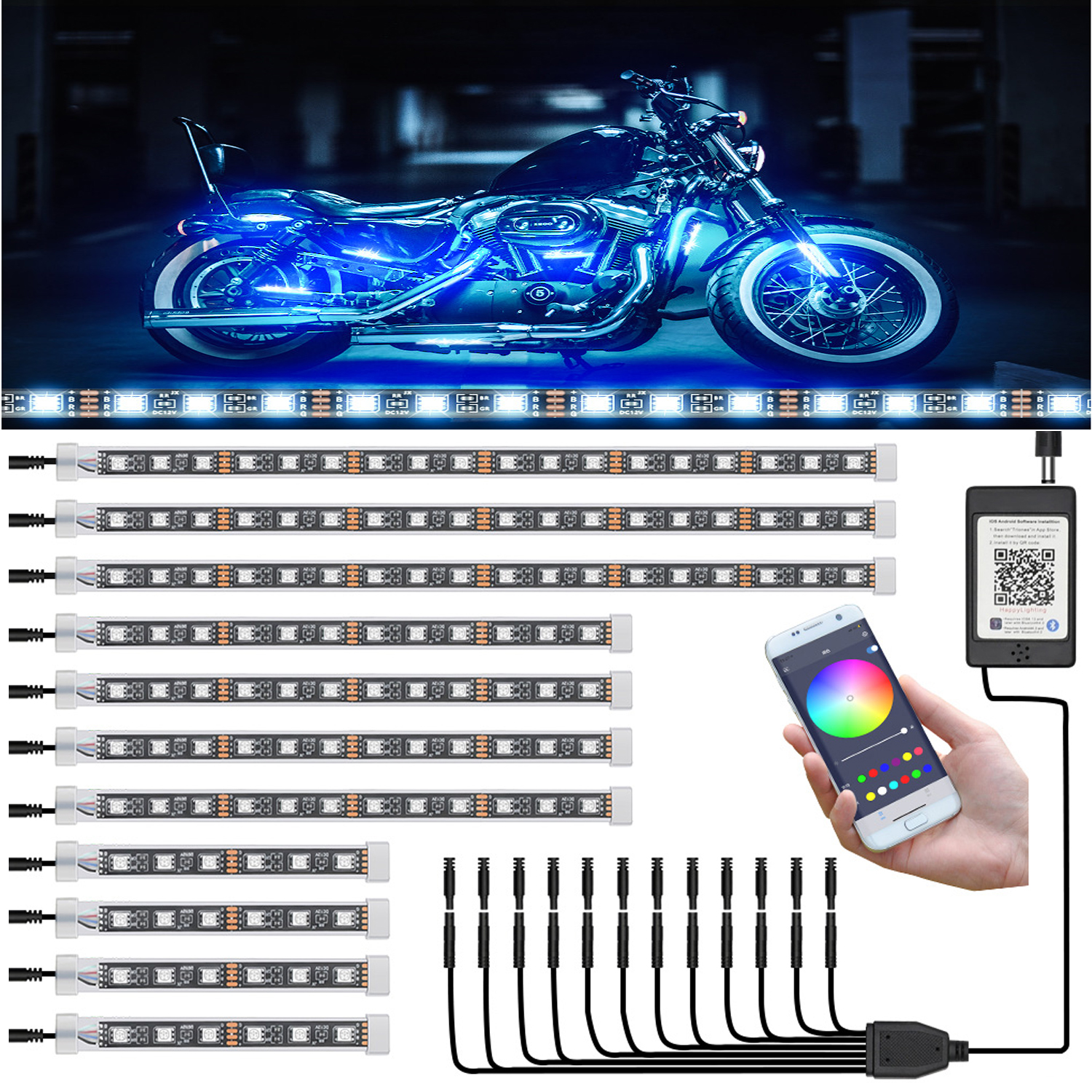 12 PCS Motorcycle LED Light ki – обзор и цена Led Gaming Light Strip